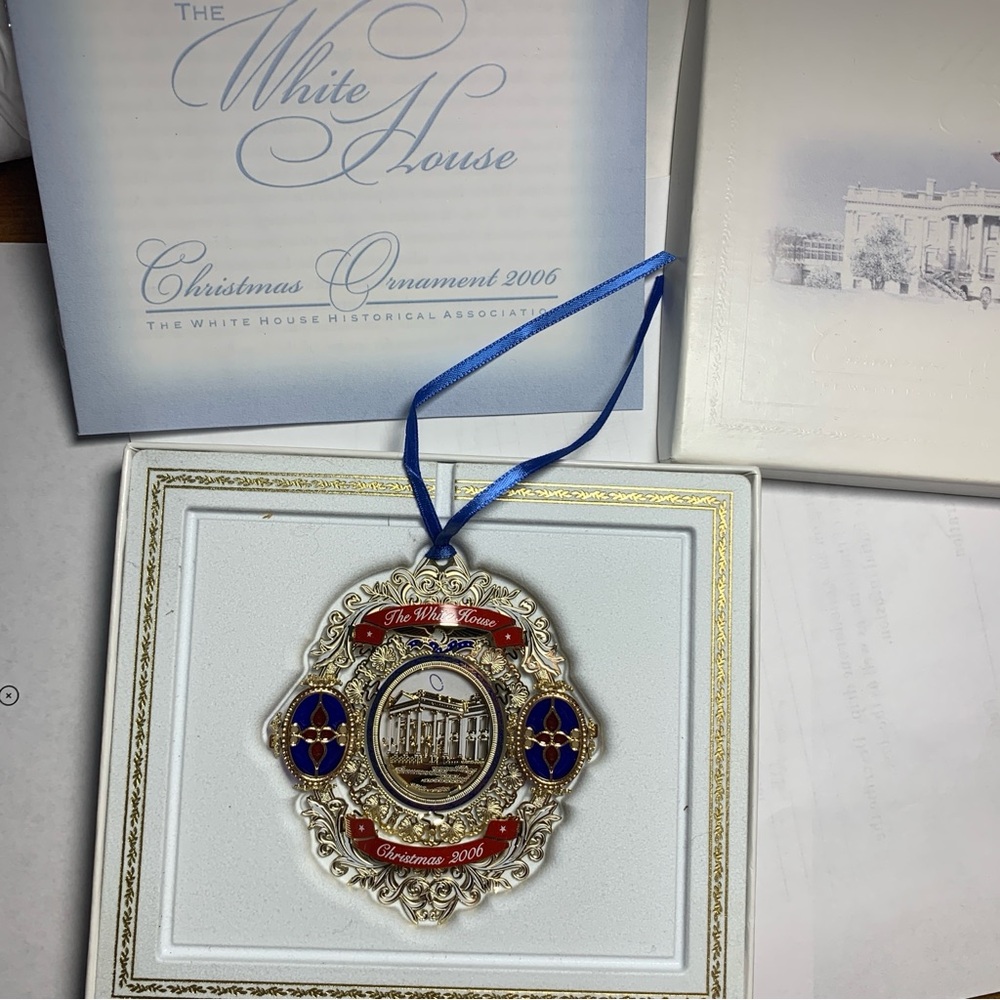 White House Christmas Ornament 2006 - Red, Blue, Silver